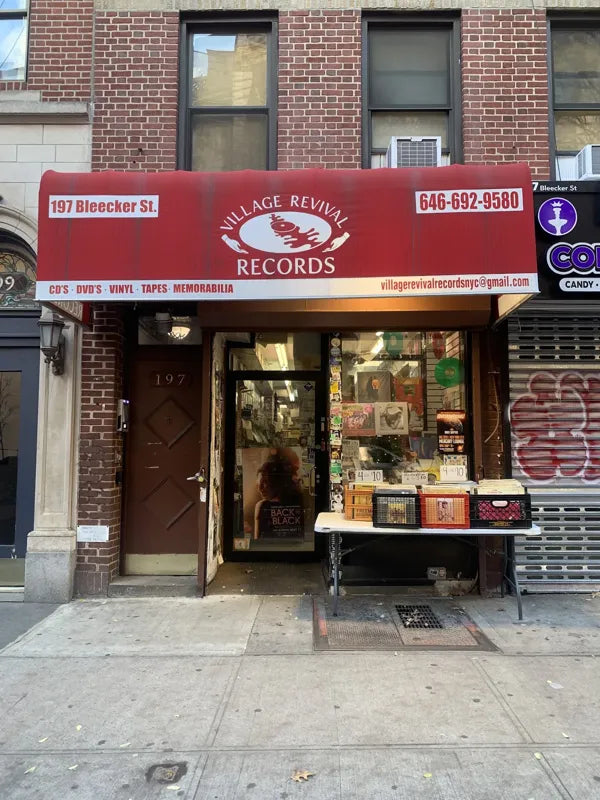 Village Revival Records storefront at 197 Bleecker St in New York City.