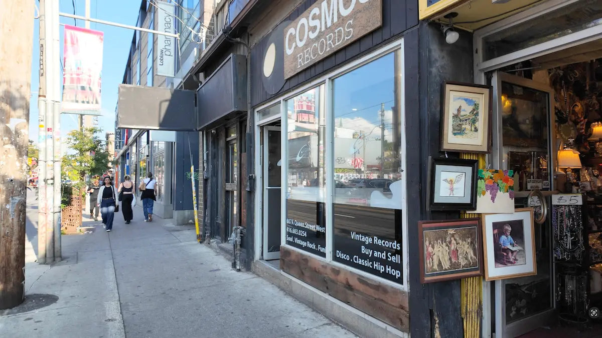 Cosmos Records storefront at 607A Queen St W in Toronto.