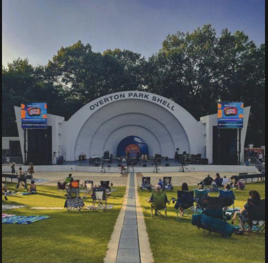 Overton Park Shell bandshell, stage and audience lawn in Memphis