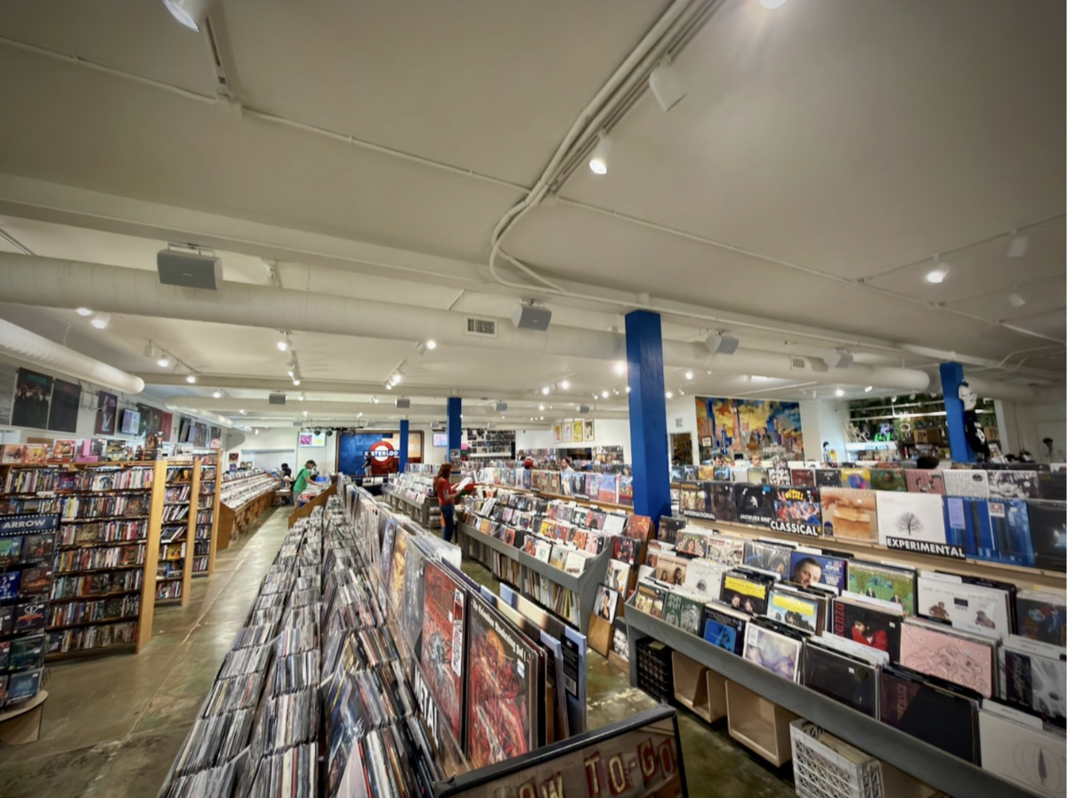 Record bins inside Waterloo’s current North Lamar store in Austin.