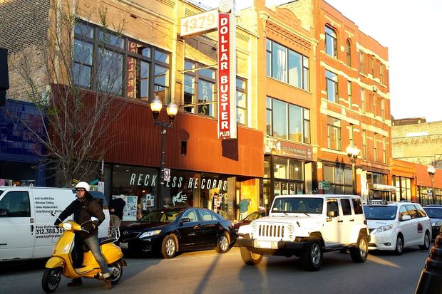 Reckless Records Wicker Park storefront at 1379 N Milwaukee Ave in Chicago.
