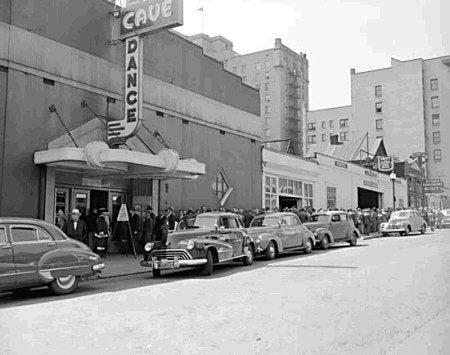 Historic exterior of the Cave Supper Club in Vancouver