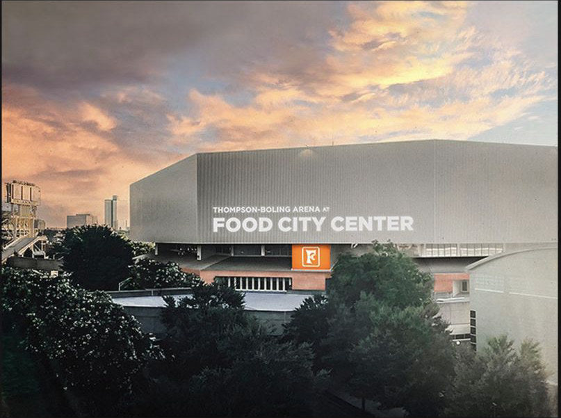 Exterior signage for Thompson-Boling Arena at Food City Center in Knoxville