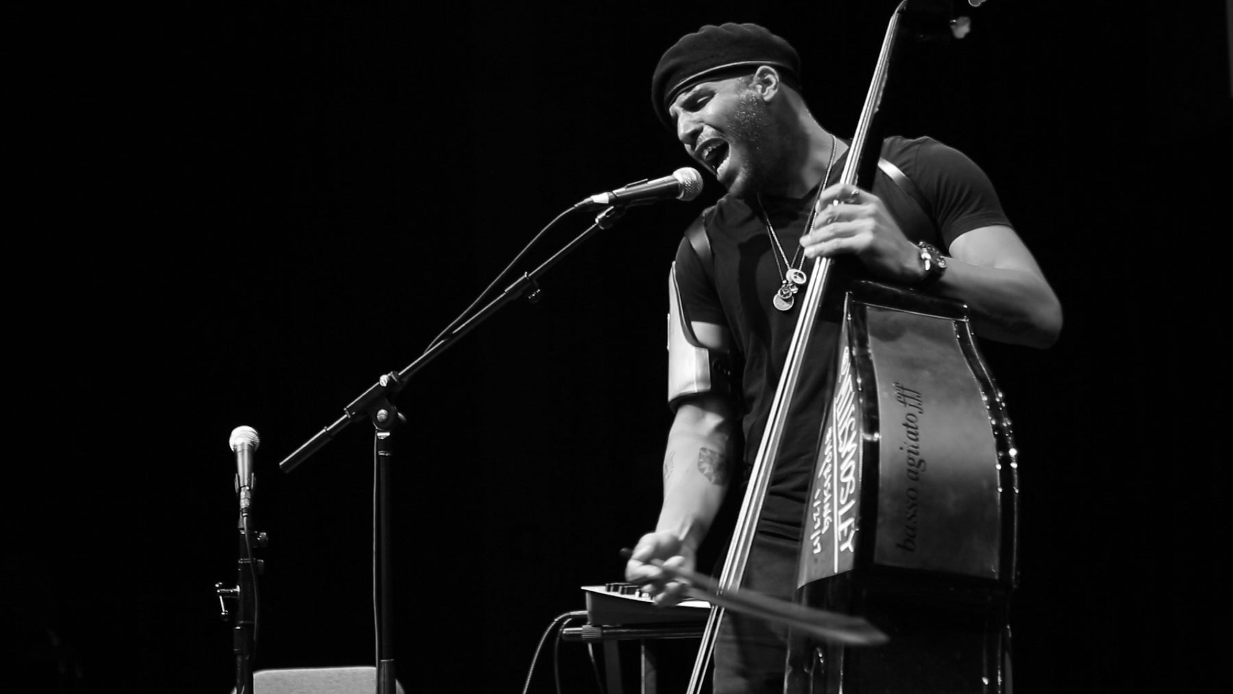 Miles Mosley playing upright bass
