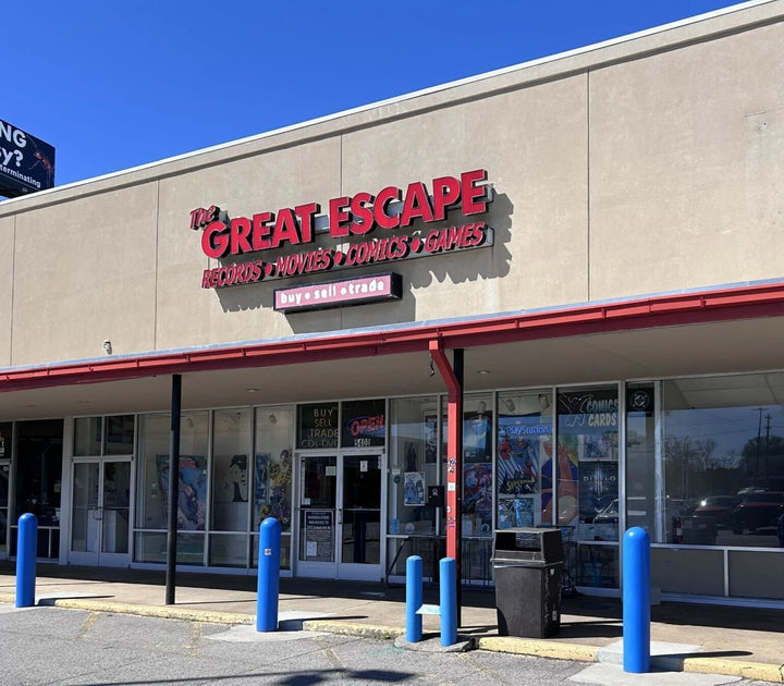 The Great Escape storefront, record-store sign and entrance numbered 5400 on Charlotte Avenue.