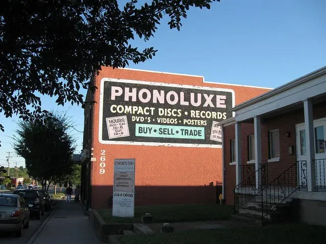 Phonoluxe Records sign outside the Nolensville Pike shop.
