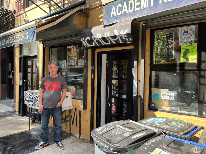 Academy Records East Village storefront at 415 E 12th St in New York City.