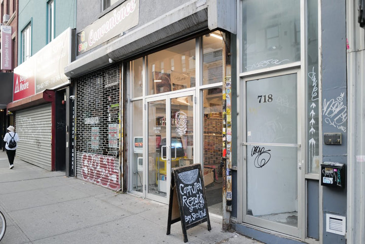 Captured Record Shop storefront at 718 Manhattan Ave in New York City.