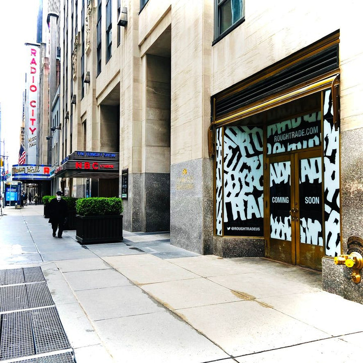 Rough Trade Rockefeller Center storefront at 1250 Avenue of the Americas in New York City.